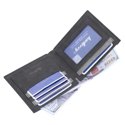 BAELLERRY Men's Short Wallet, Multi-Card Slots, Open Matte Leather - 2