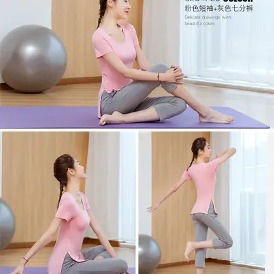 Women's Modal Yoga Set, Short Sleeve and Capri Pants, Plus Size - 6