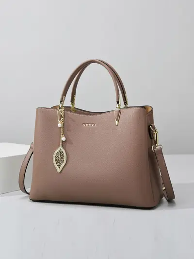 Women's Handbag, Large Capacity Multi-Compartment Soft Leather Commuter Bag - 4