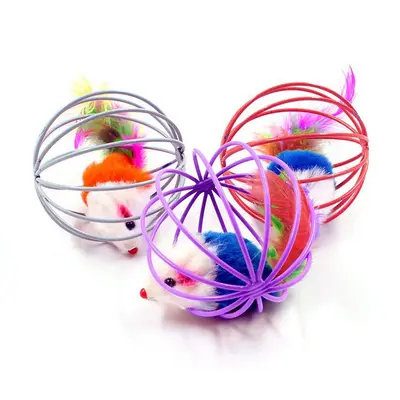 Amazon Cat Ball Cage Mouse Toy Wholesale Cat Teaser Catch Ball Kitten Self-Play Ball Shape Plush Pet Supplies - 8