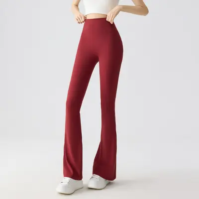 White Micro Flare Yoga Pants, High-Waist Tummy Control, Thin Slim Fit - 12