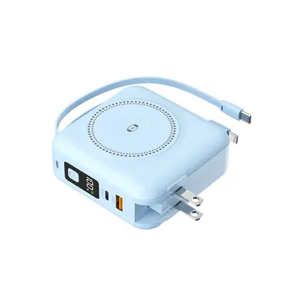 Magnetic Wireless Power Bank 15000mAh with Built-in Cable, US Plug - 11