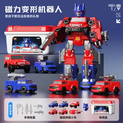 Magnetic Assembly Transforming Robot Construction Vehicle Toy - 7