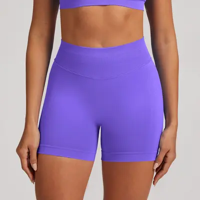 Amazon'un popüler dikişsiz fitness yoga şortları, kalça kaldırıcı koşu yoga pantolonları, yüksek elastik, çabuk kuruyan üç noktalı spor şortları - 7