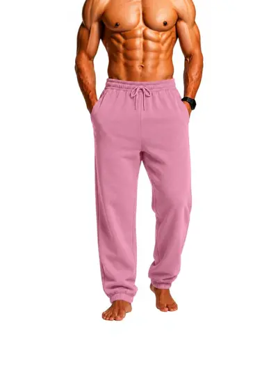 Men's Solid Color Sweatpants, Elastic Waist with Drawstring, Plus Size - 5