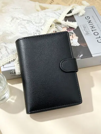 Erkek Kısa Cüzdan, PU Deri, Üç Katlı, Pasaportluklu, Büyük Kapasiteli - 3