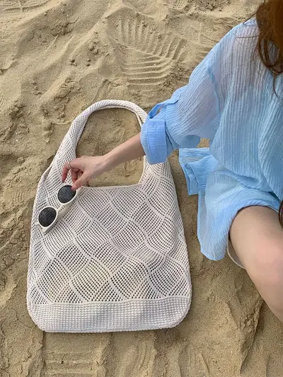 Large Capacity Woven Underarm Tote Bag, Summer Beach Bag - 4