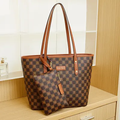 Large Capacity Checkerboard Tote Bag, 2-Piece Mother-and-Child Set - 9