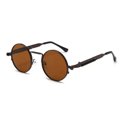 Round Steampunk Sunglasses, Unisex Vintage Style, Metal Frame with Spring Temples - 8