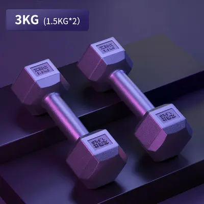 Hexagonal dumbbells 5-10 kg rubber-coated pair set - 7