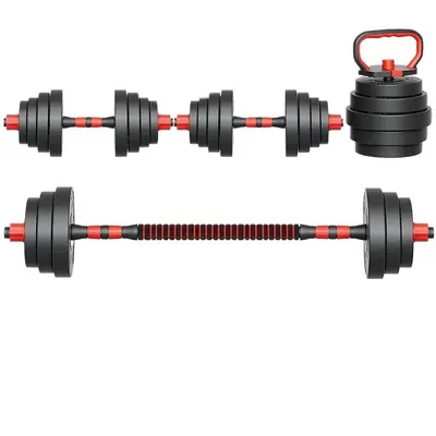 Ayarlanabilir dambıl seti, barbell ve kettlebell ile