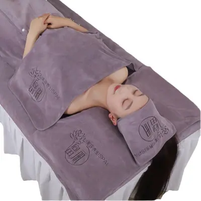 Badetuch-Set für Beauty-Salon, speziales Set, Turban, Betttuch, Badetuch, Bademantel-Set, saugfähig, fusselarm, LOGO bedruckbar
