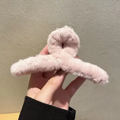 Hair Claw Clip for Women at the Back of Head, Large Plush Hair Claw Clip, Premium Fall and Winter Hair Claw Clip, Shark Clip, New Hair Claw Clip - 9
