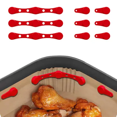 Sınır ötesi çok satan gıda sınıfı yüksek sıcaklığa dayanıklı manyetik silikon klips, hava fritözü için özel kağıt astar sabitleme aksesuarı.