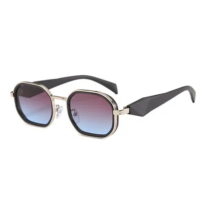 Schlichte schwarze Sonnenbrille, Metalloptik, UV-Schutz - 5