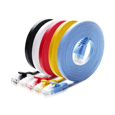 Оптовый плоский сетевой кабель Category 6 CAT6, бескислородная медь, готовый гигабитный компьютерный сетевой кабель, плоский патч-корд из чистой меди, 8 жил