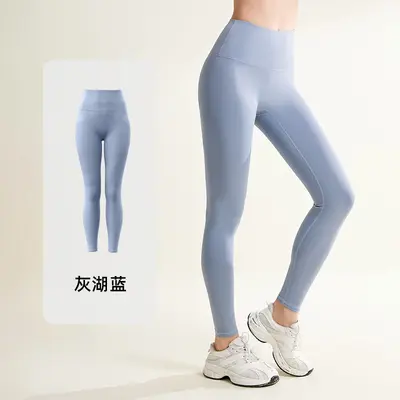 康年瑜伽裤高腰裸感无尴尬线运动紧身健身裤蜜桃提臀无痕瑜伽裤女 - 11