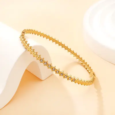 Titanstahl-Armband mit Vergoldung und Weizenähren-Design - 2