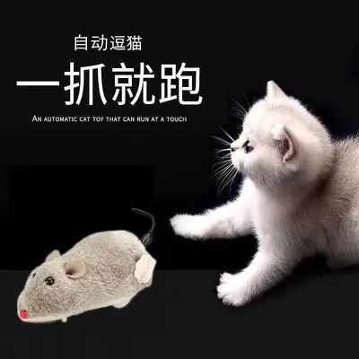 Peluş Kurmalı Fare Kedi Oyuncağı Zincirli Koşan Fare