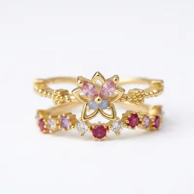Cross-border best-selling INS style zircon-studded adjustable lively ring for women sweet and lovely floral elegant ring - 8