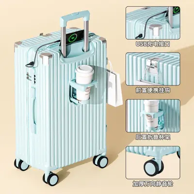 Women's suitcase, multifunctional, silent wheels, combination lock, rechargeable - 8