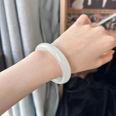 Jade-Armband dünn rund natürliches Eissort - 7