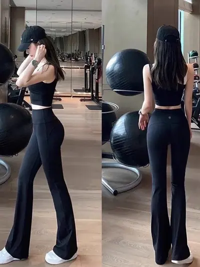 Lulu Original Label Groove Micro-Flare Yoga Pants High Waist Butt-Lifting Pilates Bare-Feel Skin-Friendly Versatile Slim-Fit Slimming Women - 1