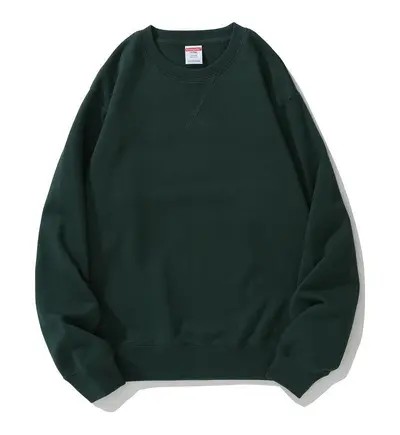 AG380g slim fit cotton terry crewneck sweatshirt with special Morandi color inverted triangle pattern, off-shoulder thickened long sleeves - 10