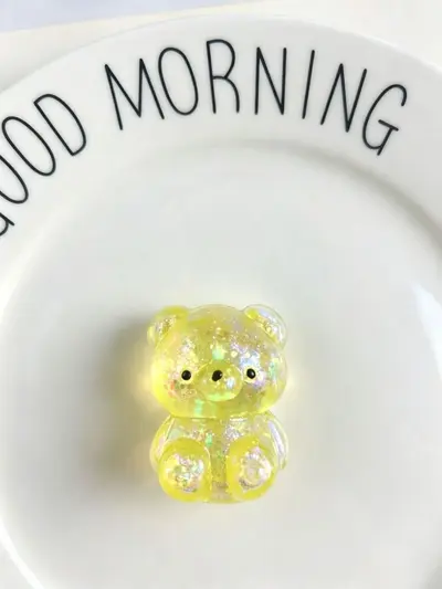 Iridescent Glitter Transparent Bear Squishy Stress Toy - 8