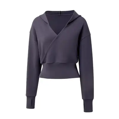 Kadın Yoga Ceketi, V Yaka Slim Fit Kapüşonlu Sweatshirt, Sonbahar ve Kış - 8