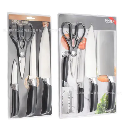 New Foreign Trade Stainless Steel Knife Set Vegetable Knife Peeler Fruit Knife Combination Set with Suction Card Gift Knife Set