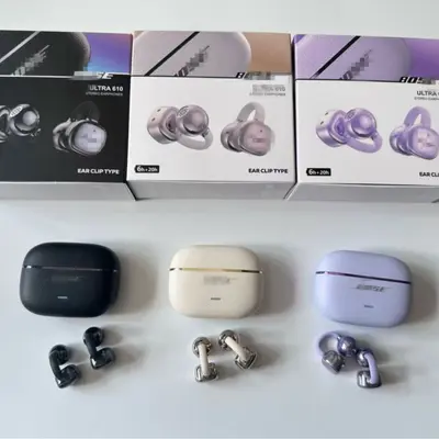 Ultra610 Bluetooth-Ohrclip-Kopfhörer im Leder-Design, halboffen, Sport, mit Rauschunterdrü