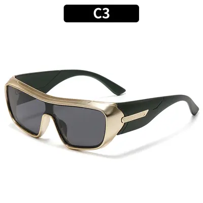 Oversize-Herrensonnenbrille mit einteiligen Gläsern im Retro-Stil und UV-Schutz - 8