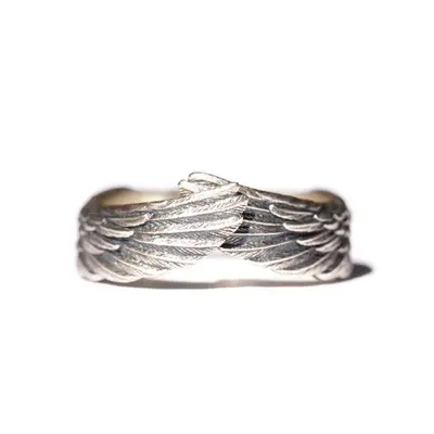 Personalized Angel Wings Feather Retro Ring, Simple Luxury Design - 7