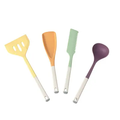 Silikon Spatula ve Kepçe Seti, 4 Parça, Mutfak Süzgeçli Kaşık