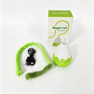 USB Rechargeable Long-Tail Plush Cat Toy, Self-Moving - 8