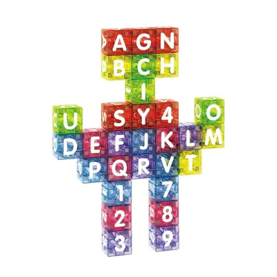 Magnetische Bausteine mit Zahlen und Buchstaben, Metalldose - 6