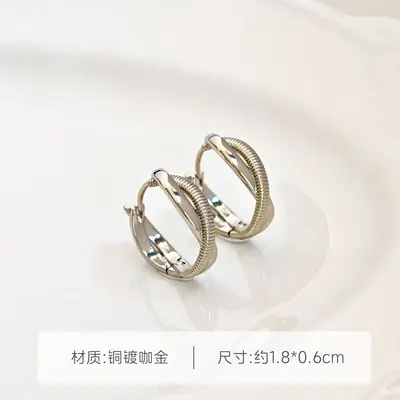 韩系简约咖啡金锆石耳钉耳扣小众轻奢精致冷淡风耳饰时尚气质耳环 - 13