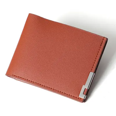 Men's Short Wallet with Metal Edge and Multiple Card Slots - 8