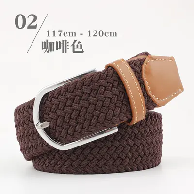 Extended version elastic woven elastic belt men and women leather canvas belt needle buckle belt wholesale in stock - 9