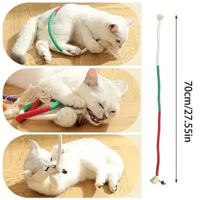 Cat Chew Rope Toy, Durable Self-Play Cat Chew Stick for Kittens and Dogs - 4
