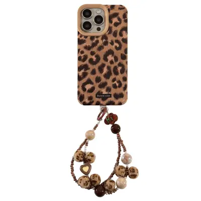 Leoparden-Plüsch-Handyhülle mit Band für iPhone 16