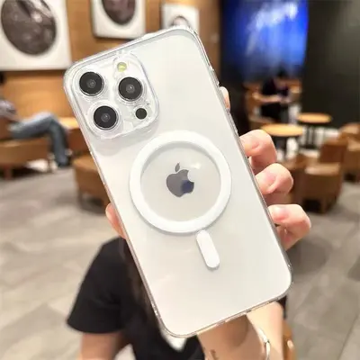 MagSafe Manyetik Telefon Kılıfı Apple 17 için Şeffaf Akrilik 16pro Tam Koruma iPhone 15 Telefon Kılıfı