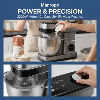 Cross-border EU Standard Household Chef Machine 2200W Electric Dough Mixer Cream Mixer 12L Egg Beater Food Processor