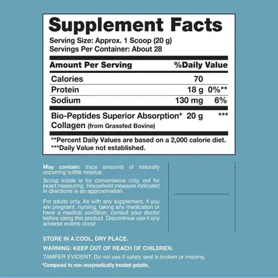 Collagen Peptide Powder, Full English Label - 3