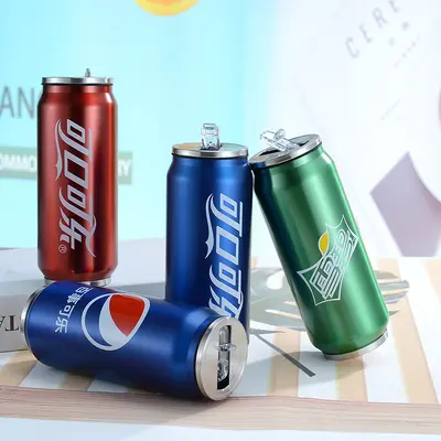 Cola-Dosen-Thermobecher aus 304er Edelstahl mit Trinkhalm - 4
