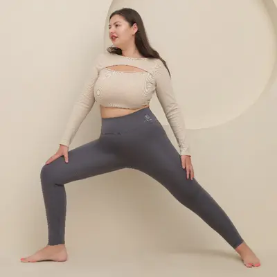 Plus Size Women's Seamless Butt-Lifting Shark Leggings, Tummy Control - 3