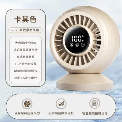 2026 Model Quiet USB Desktop Circulation Fan, Oscillating - 8