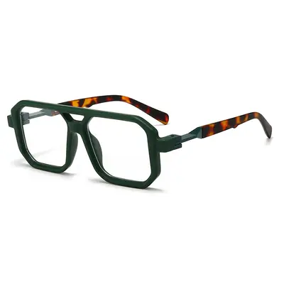 Retro Square Frame Double Bridge Sunglasses for Men and Women - 13