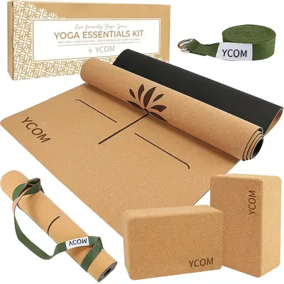 Natural rubber cork yoga mat thick non-slip